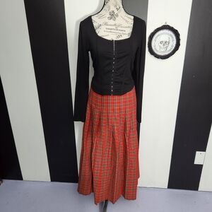 Marisa Christina Red Plaid A-Line Skirt